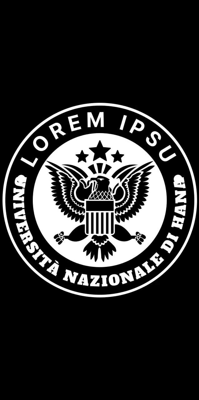 Un simbolo dell'aquila semplice e pulito, in bianco e nero, con uno stile di logo emblematico per la pubblicità e le promozioni universitarie.