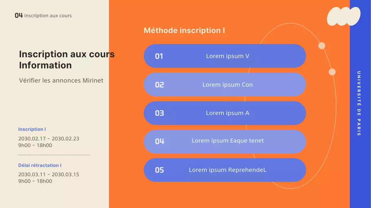Une présentation d'orientation avec un design tendance, accentué par des couleurs vives.