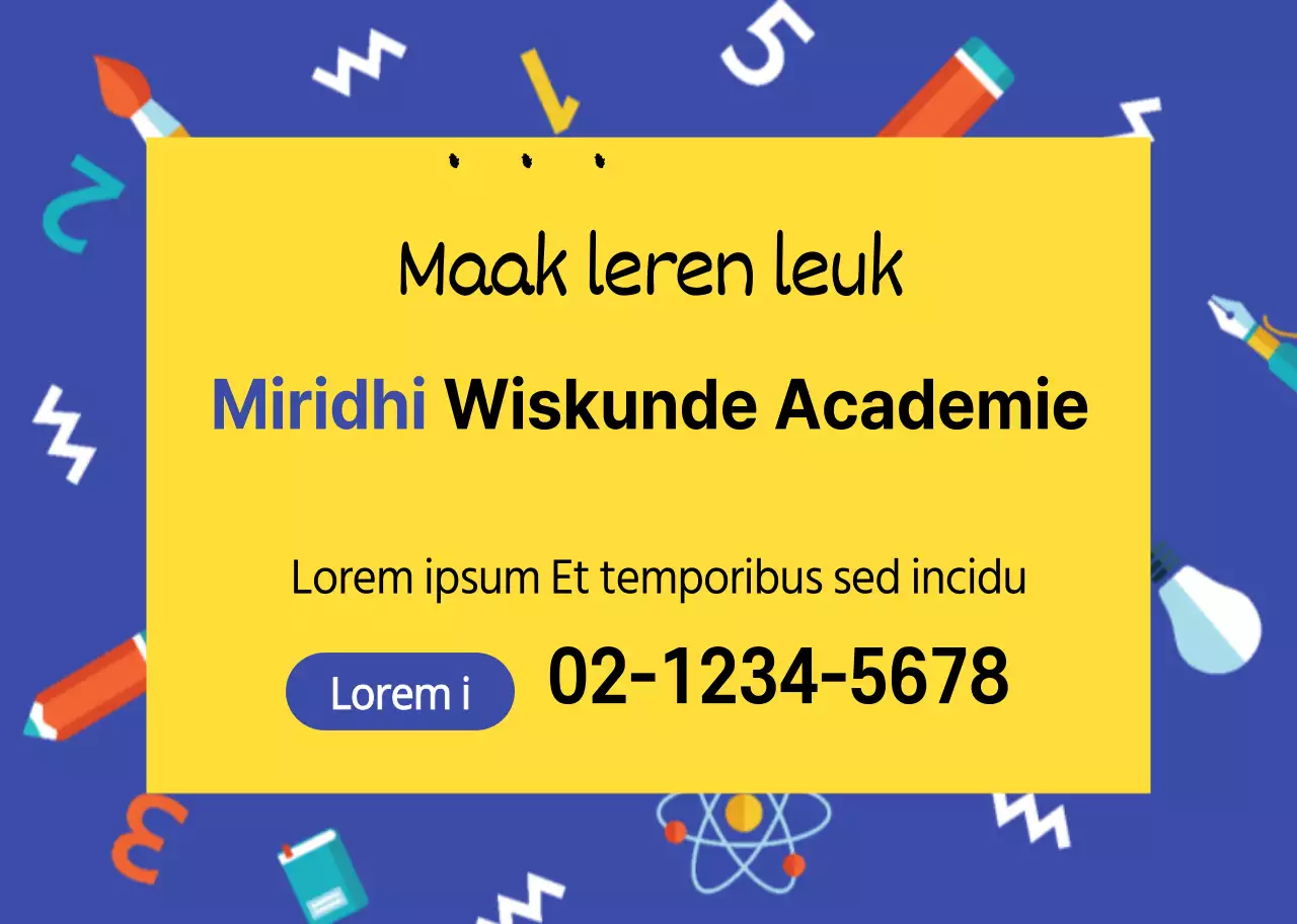 Illustratiepatroon van een blauw raam ter promotie van een wiskundeschool