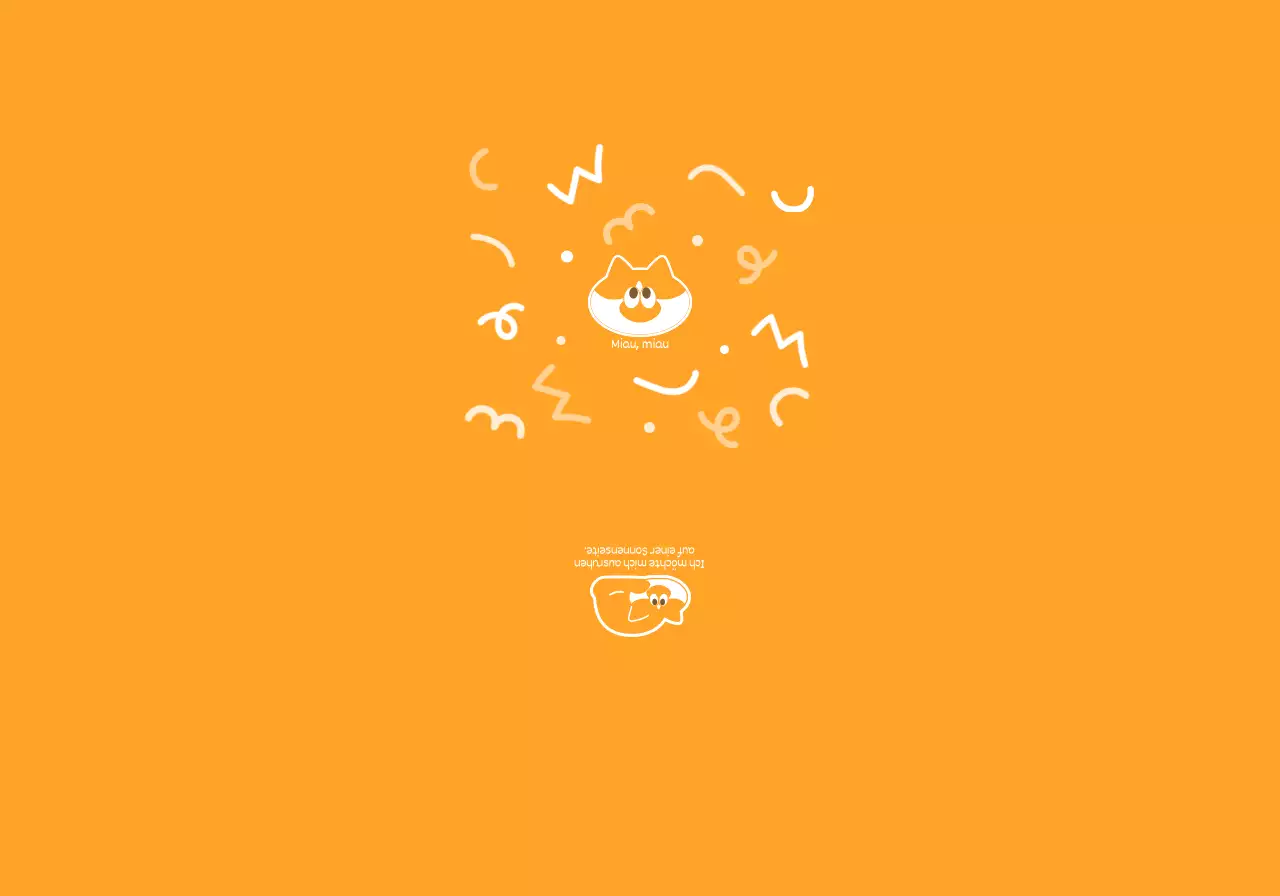 Picknickartikel mit niedlichen Katzenillustrationen und -formen in Gelb und Orange