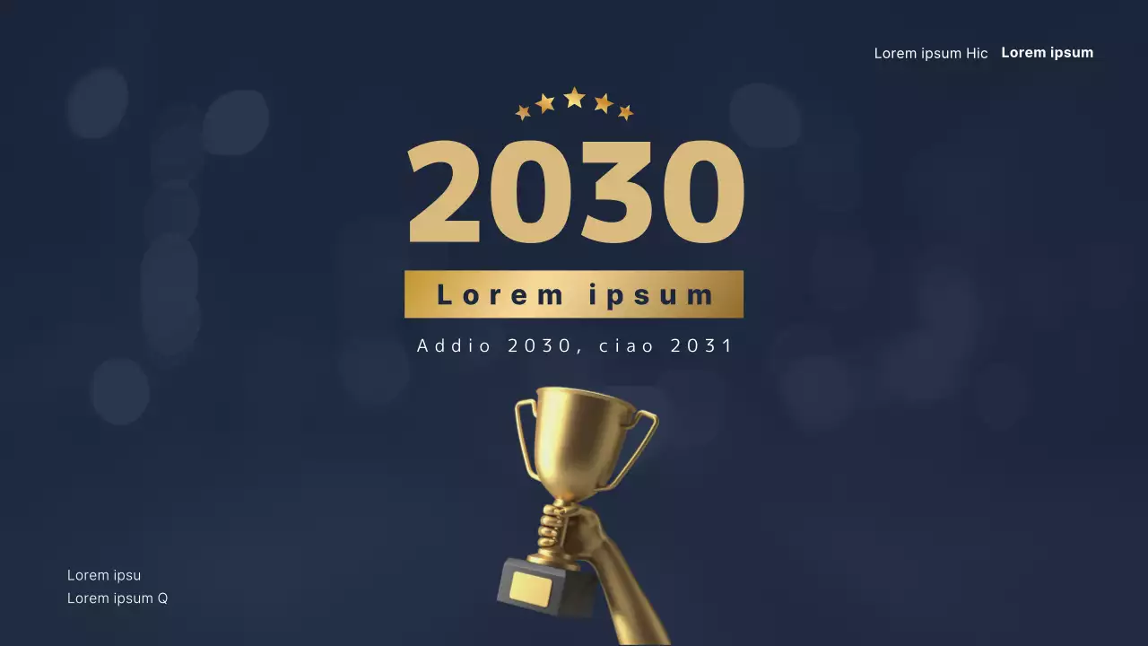 Presentazione per la rendicontazione delle prestazioni di fine anno in blu navy oro