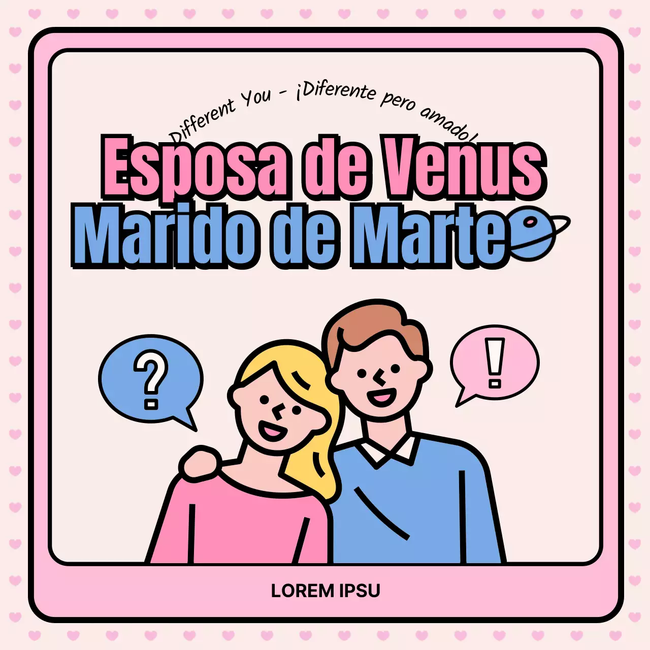 Promociona una clínica de asesoramiento de parejas con bonitas ilustraciones en rosa y azul