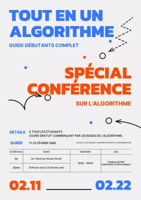 Promouvoir un cours d'algorithmes avec un titre rouge-bleu sur fond gris