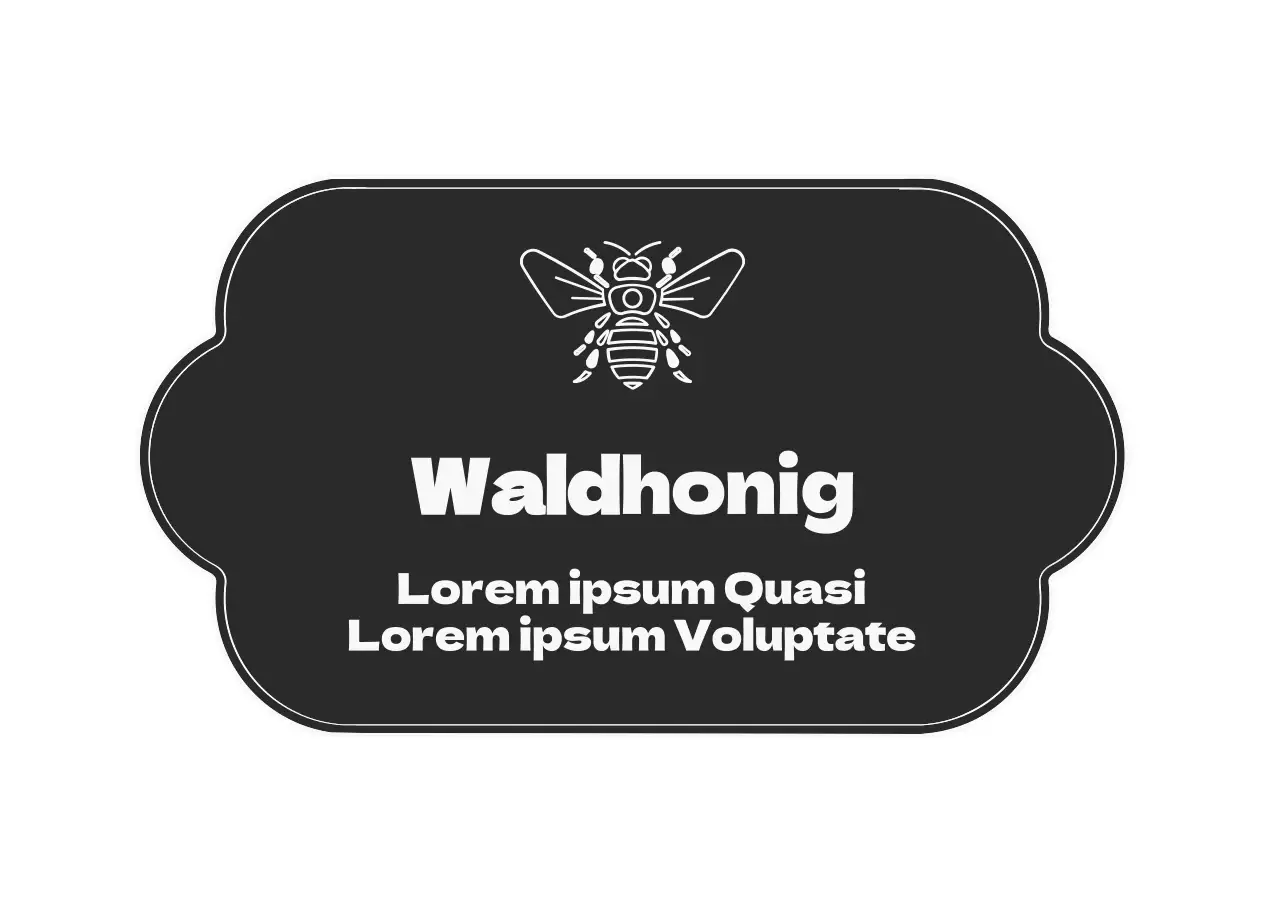 Elegantes Bandrahmen-Konzept Honig-Etikett Aufkleber in dunkelgrau und weiß