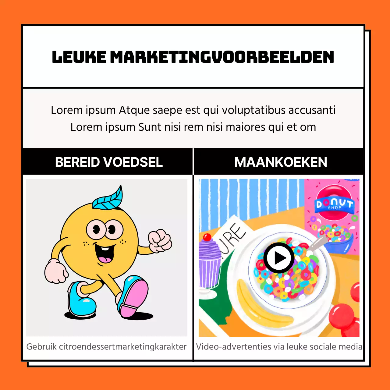 Blauw en oranje vierkant frame leuke marketing