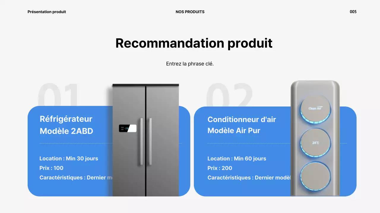 Présentation du service de location d'appareils ménagers