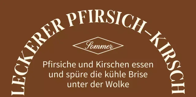 Emotionales Konzept, personalisierte Ware mit Text in Braun und Hellgelb.