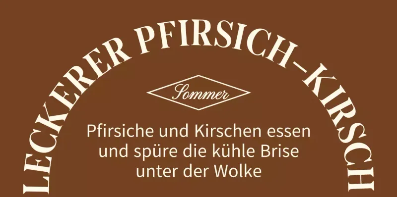 Emotionales Konzept, personalisierte Ware mit Text in Braun und Hellgelb.