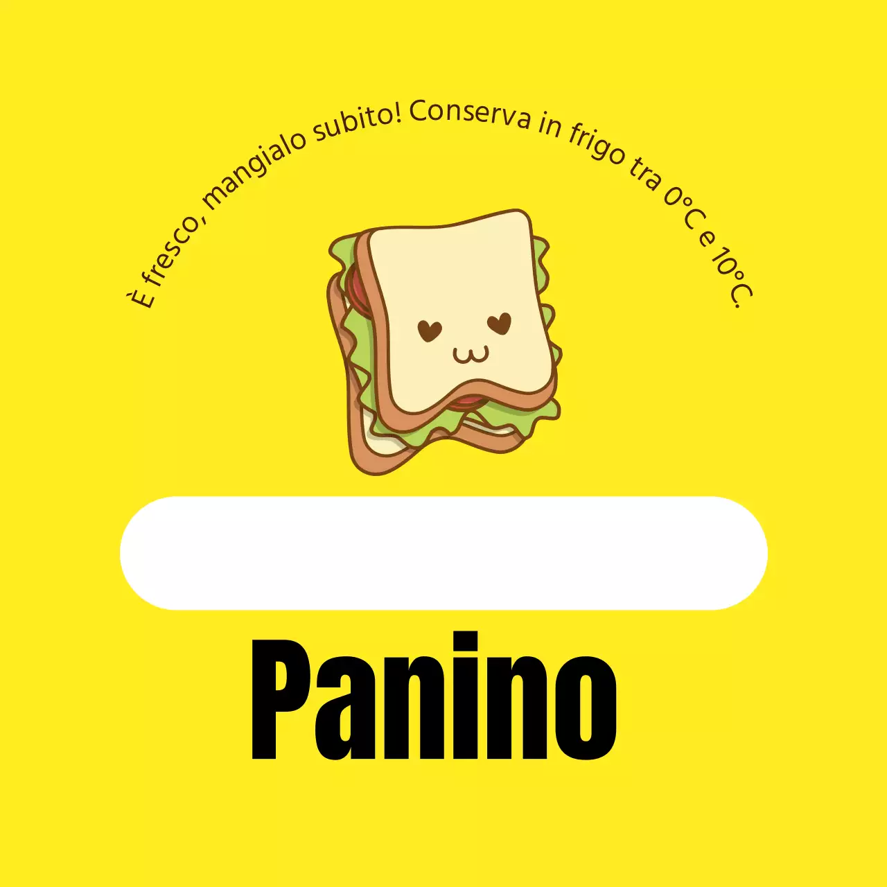Etichetta sandwich illustrata gialla