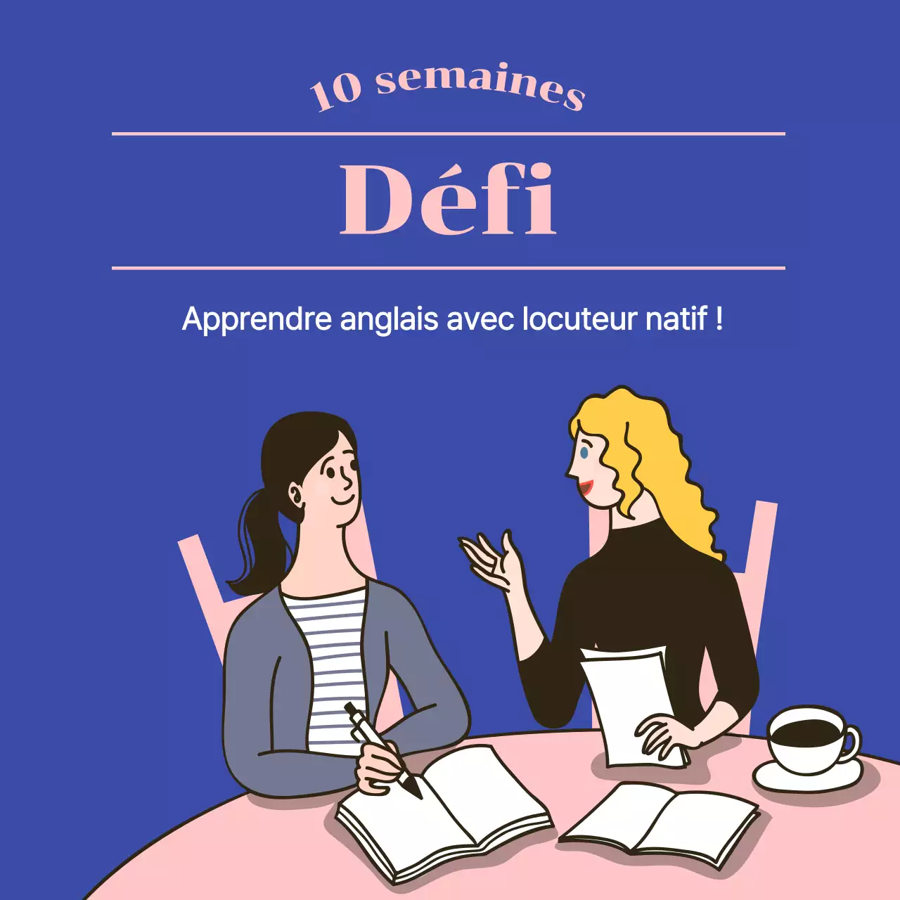 Défi d'étude de l'anglais simple avec un concept d'illustration bleu
