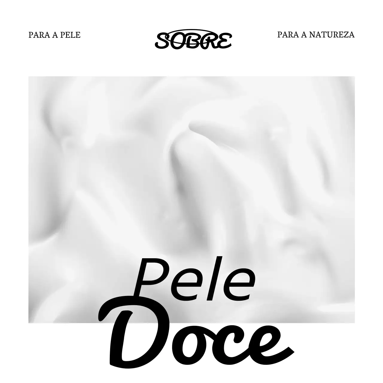 Cartão de agradecimento de conceito de luxo para uma marca de cosméticos com cosméticos brancos e pretos e uma fotografia do oceano.