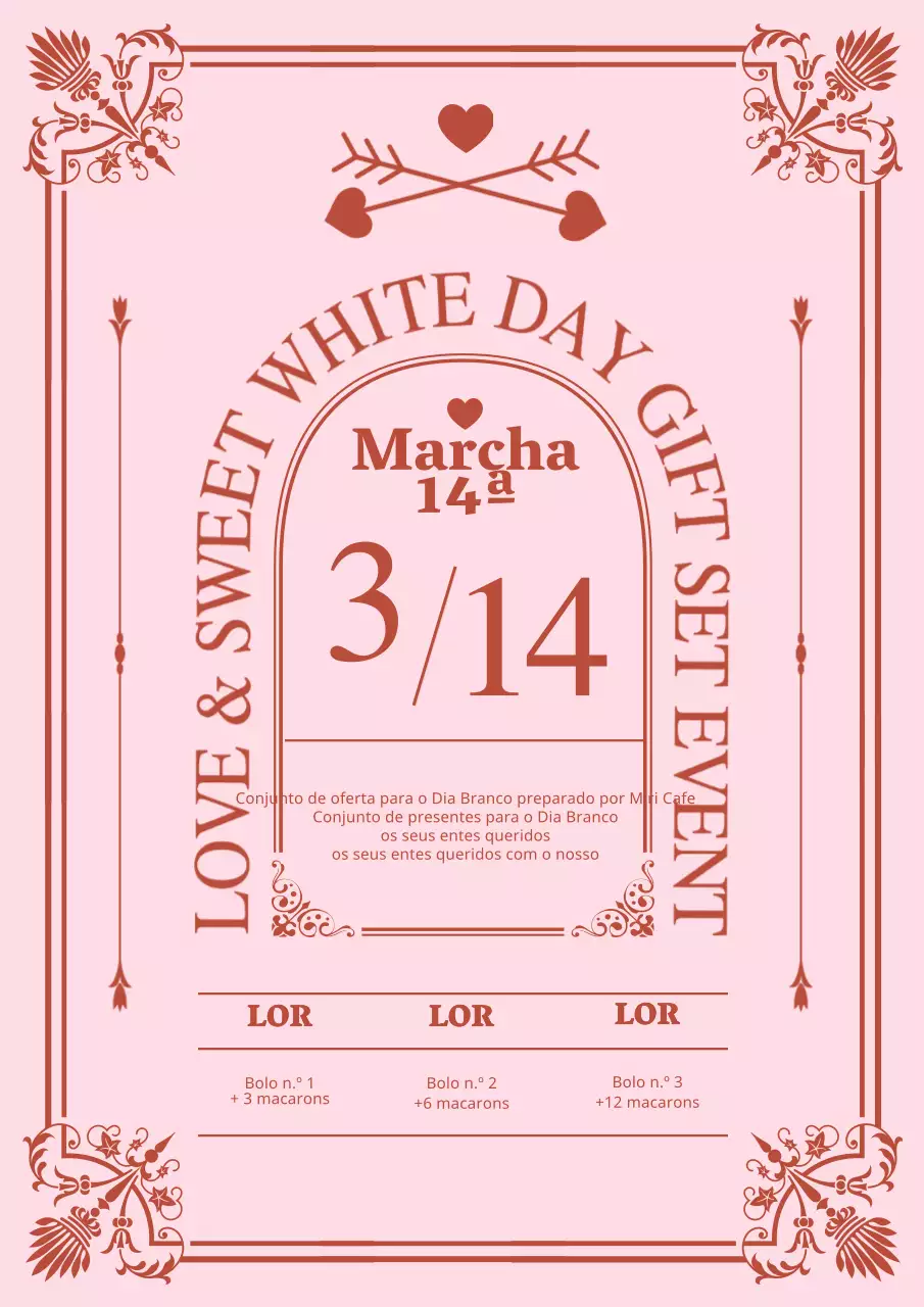 Um evento art déco cor-de-rosa e vermelho num dia branco