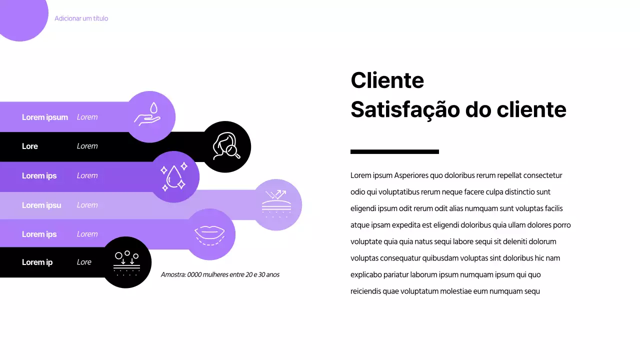 Uma infografia roxa e alegre sobre a agenda dos cosméticos