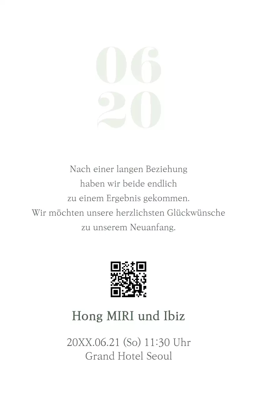 Fotokarte Hochzeitseinladung mit grünem und weißem Hochzeitskunstwerk