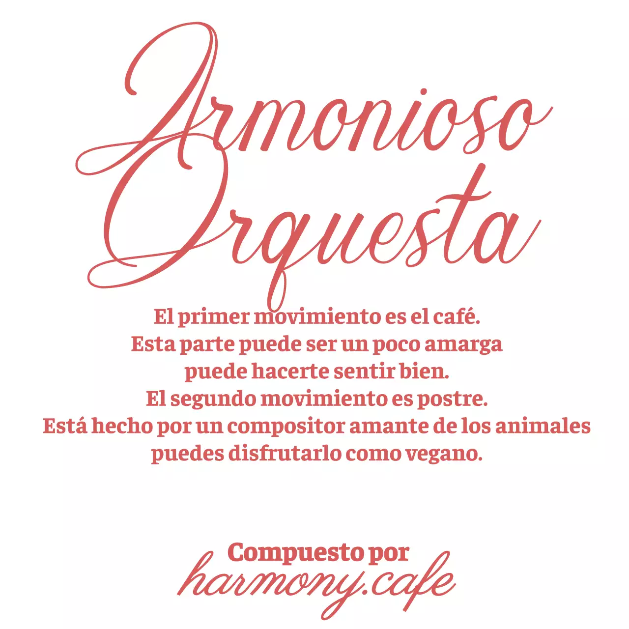 Para una cafetería de concepto exclusivo con texto en inglés en rojo.