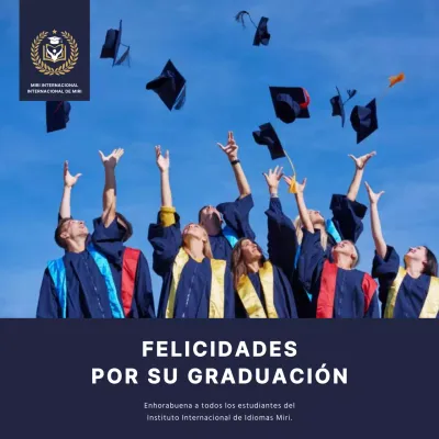 Navy Formal Sencilla Celebración de Graduación Escuela de Idiomas