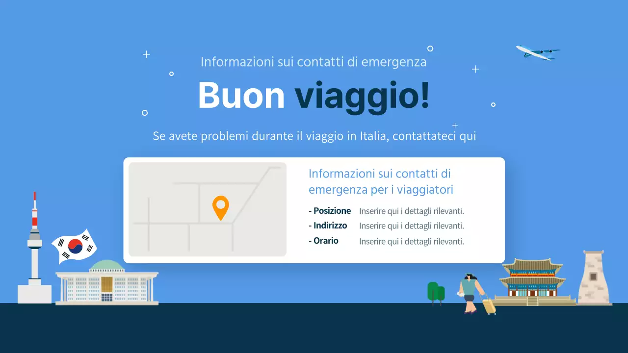 Guida turistica illustrata della Corea del Sud in blu e blu navy