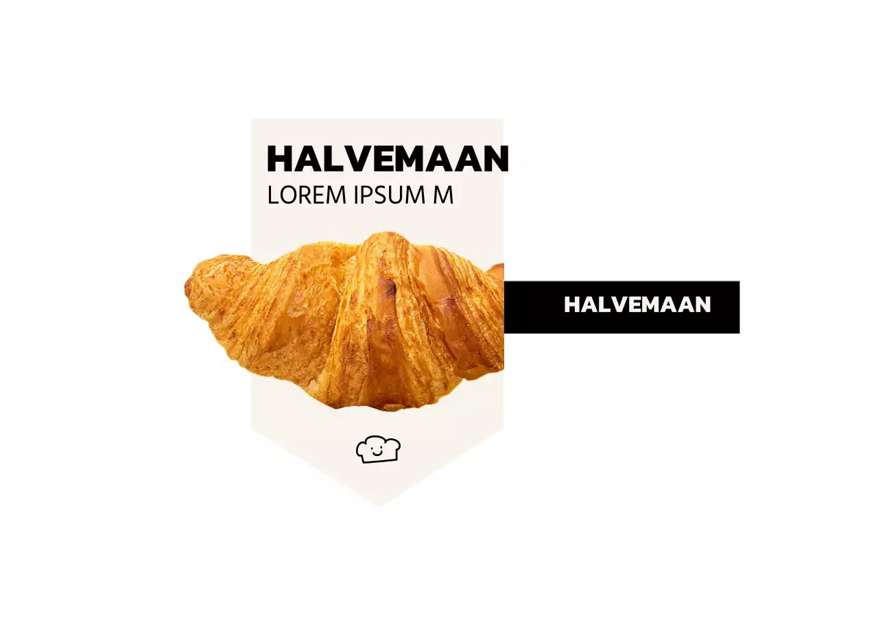 Binnenin een menu van een bakkerij met een eenvoudig ontwerp met afbeeldingen van echt brood in zwart en ivoor.