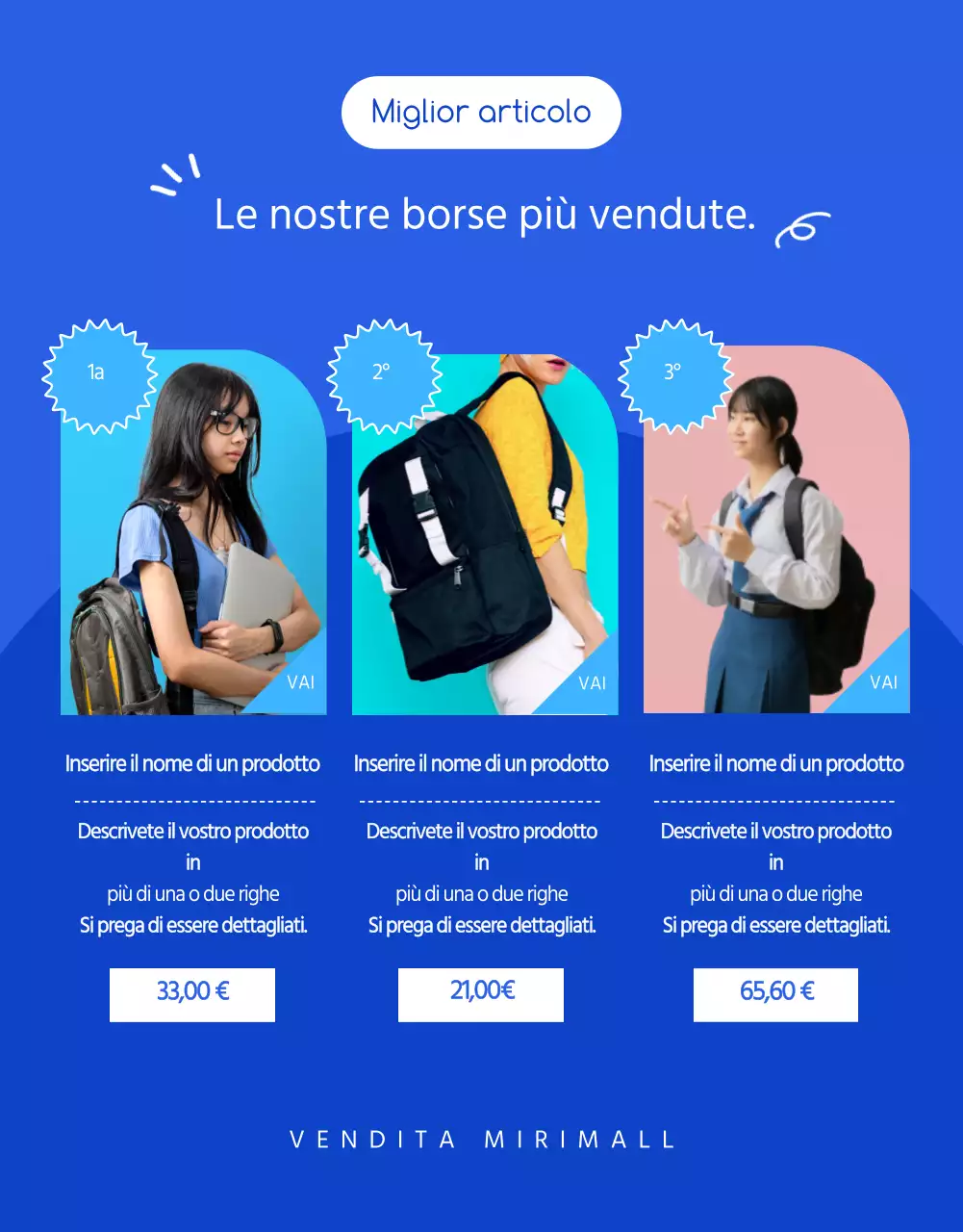 Vendita di illustrazioni in blu con linee pulite