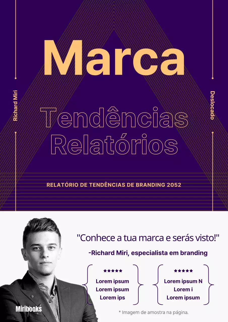 Relatório sobre as tendências de marca em roxo e amarelo