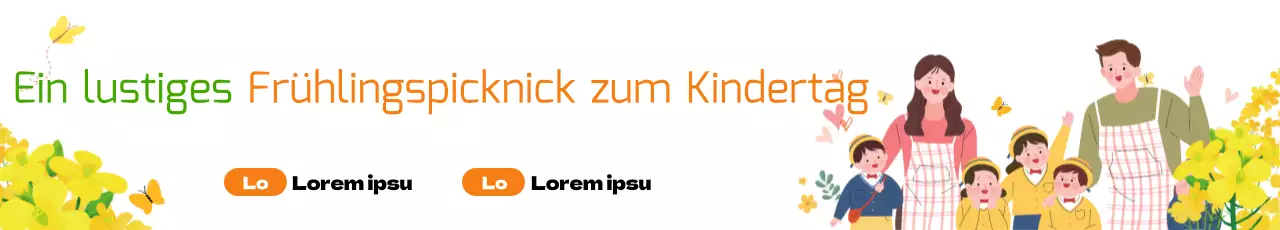 Kindertag mit gelben Blumen und Picknick