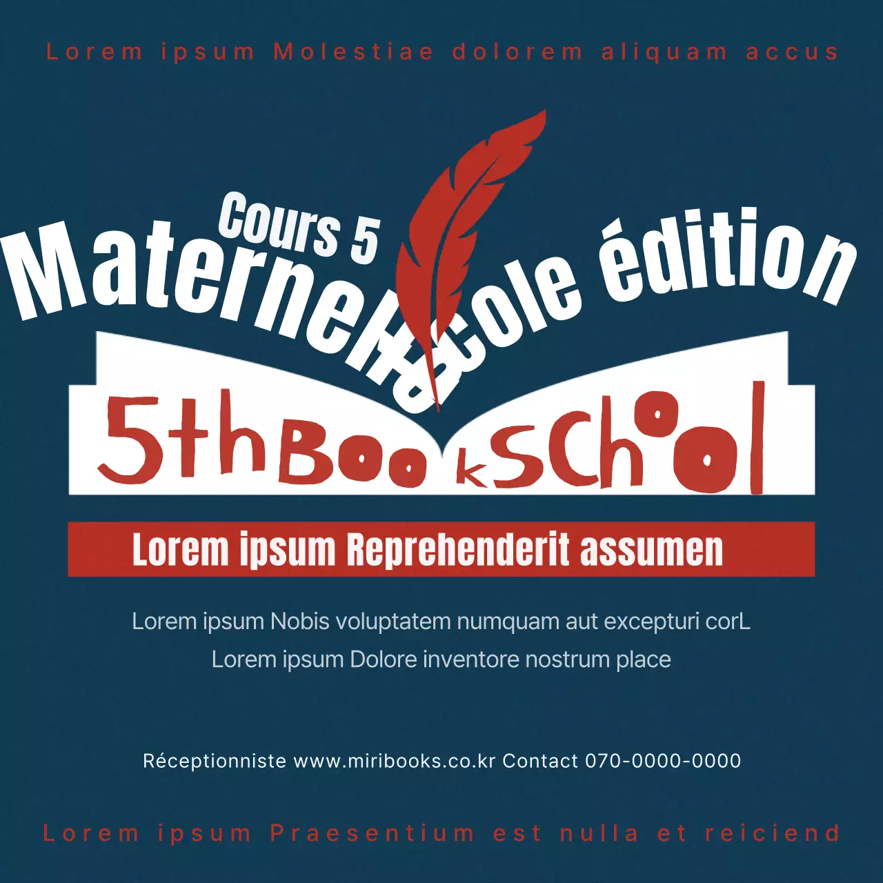 Promotion de l'école d'édition en bleu marine-rouge avec une touche vintage