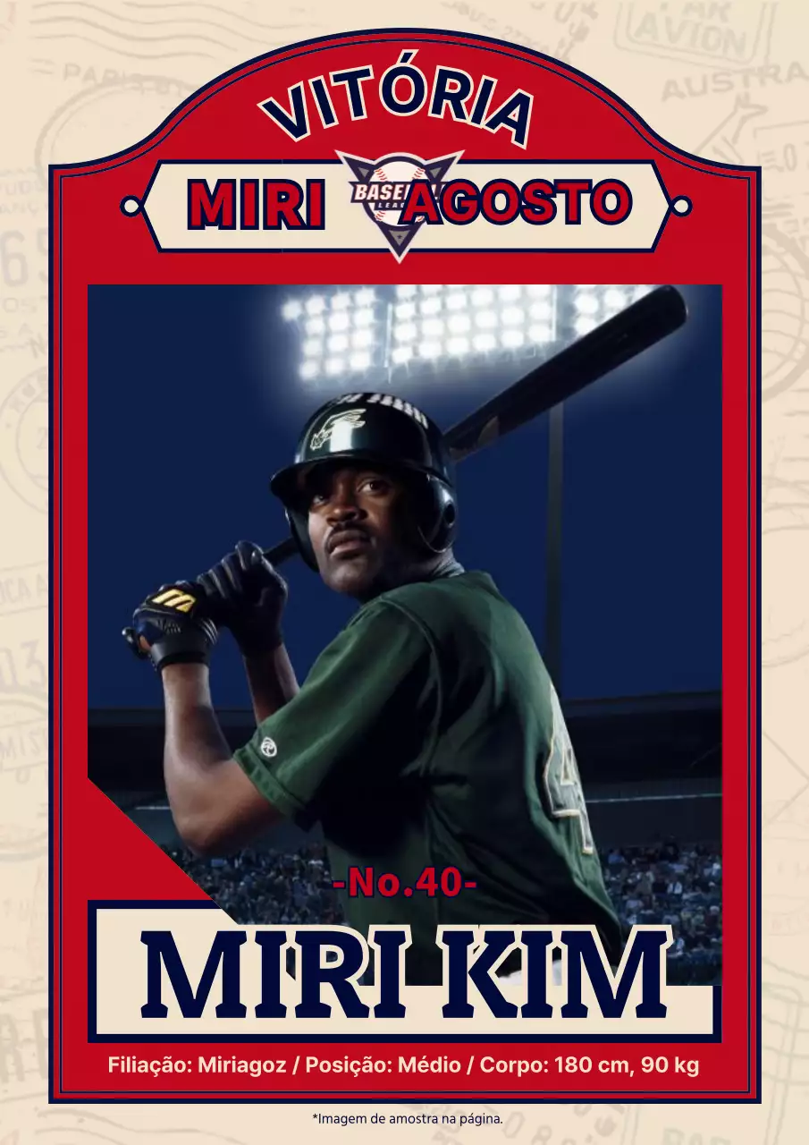 Promover um jogador de basebol com um conceito retro em vermelho e bege