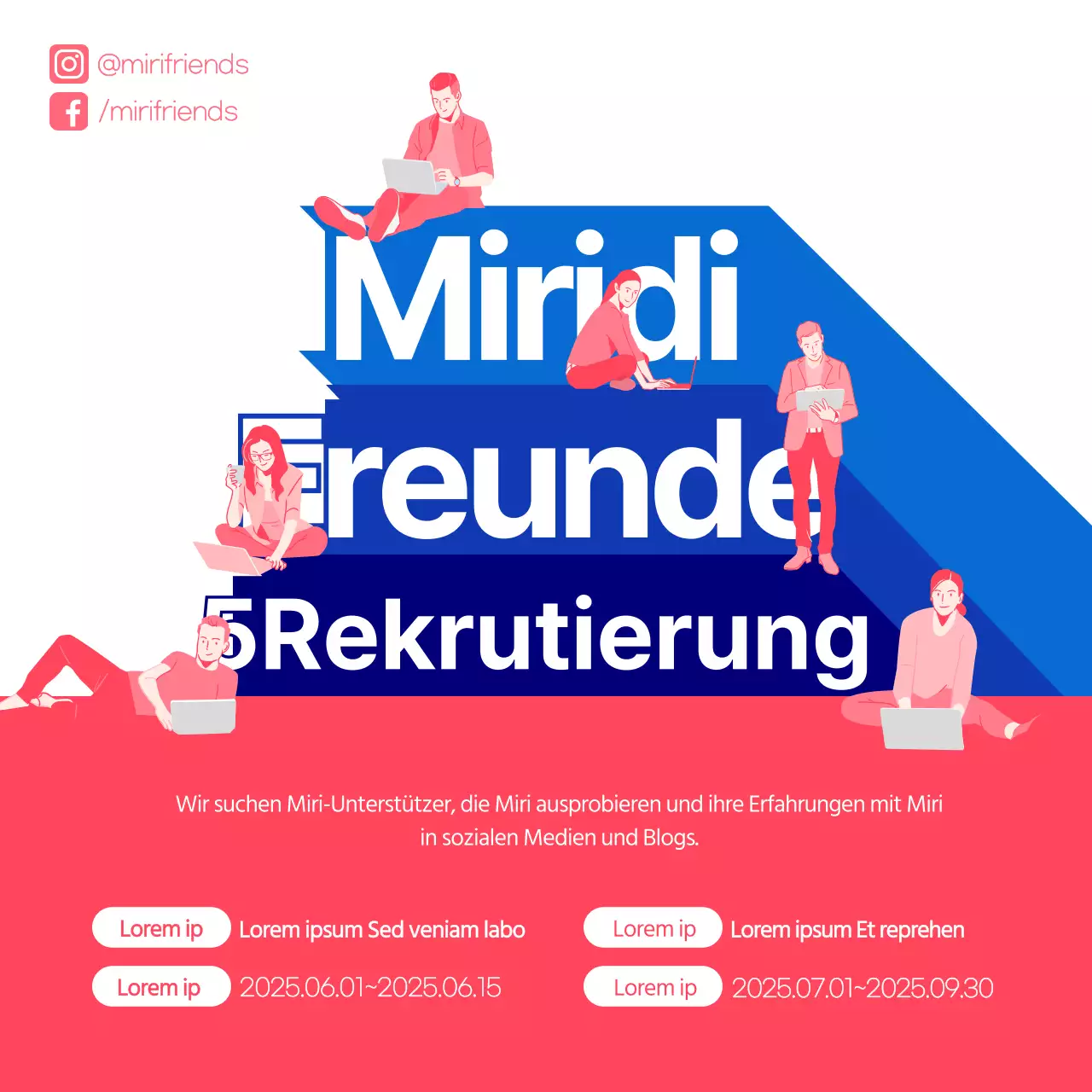 Werben Sie mit rosa und blau hervorgehobenem Text um Unterstützer