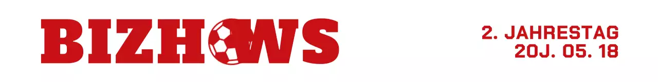 Einfaches, klares Textlogo und Schriftzug in Rot und Weiß für die Feier des zweiten Jahrestages eines Clubs.