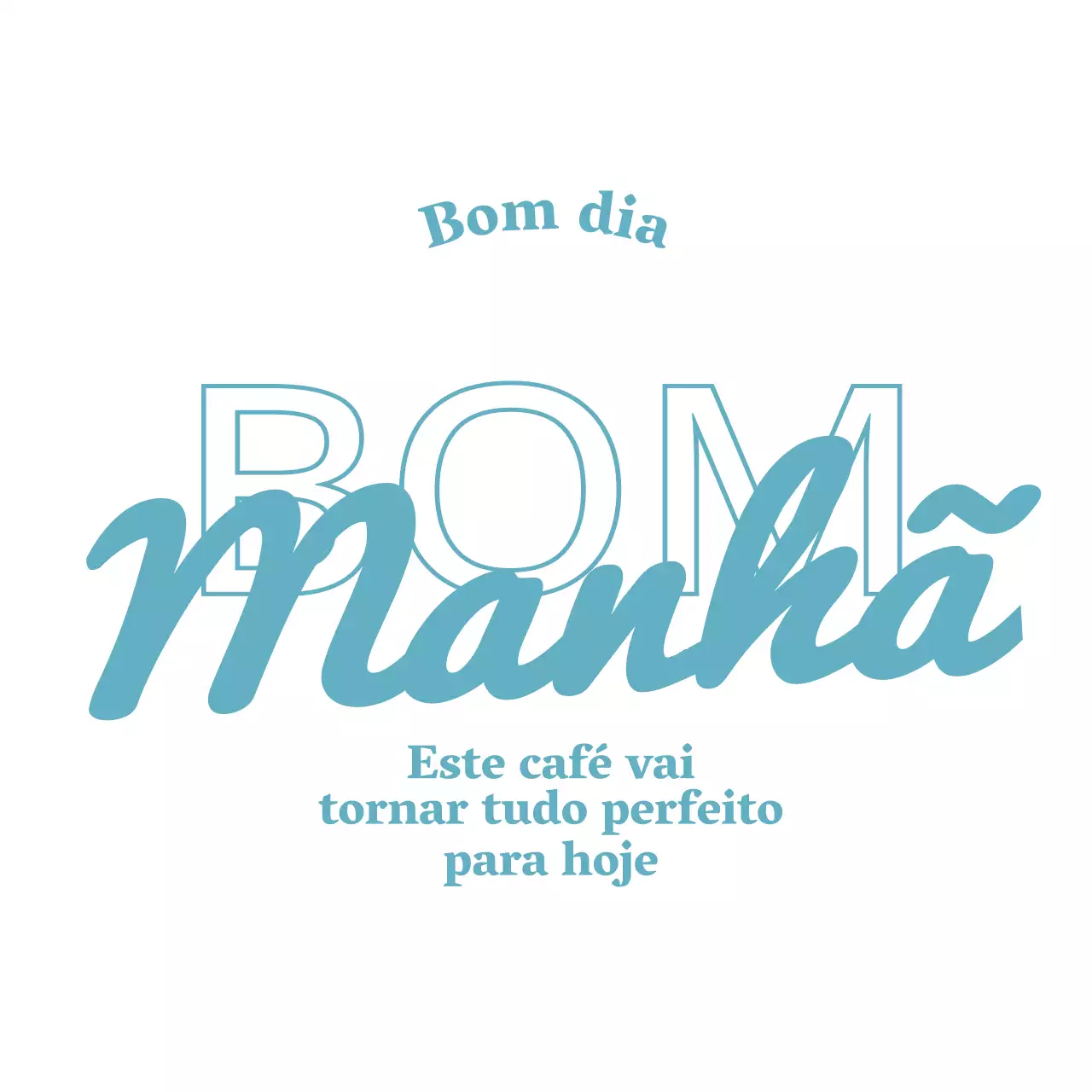 Mercadoria de café com texto concetual emocional em azul claro