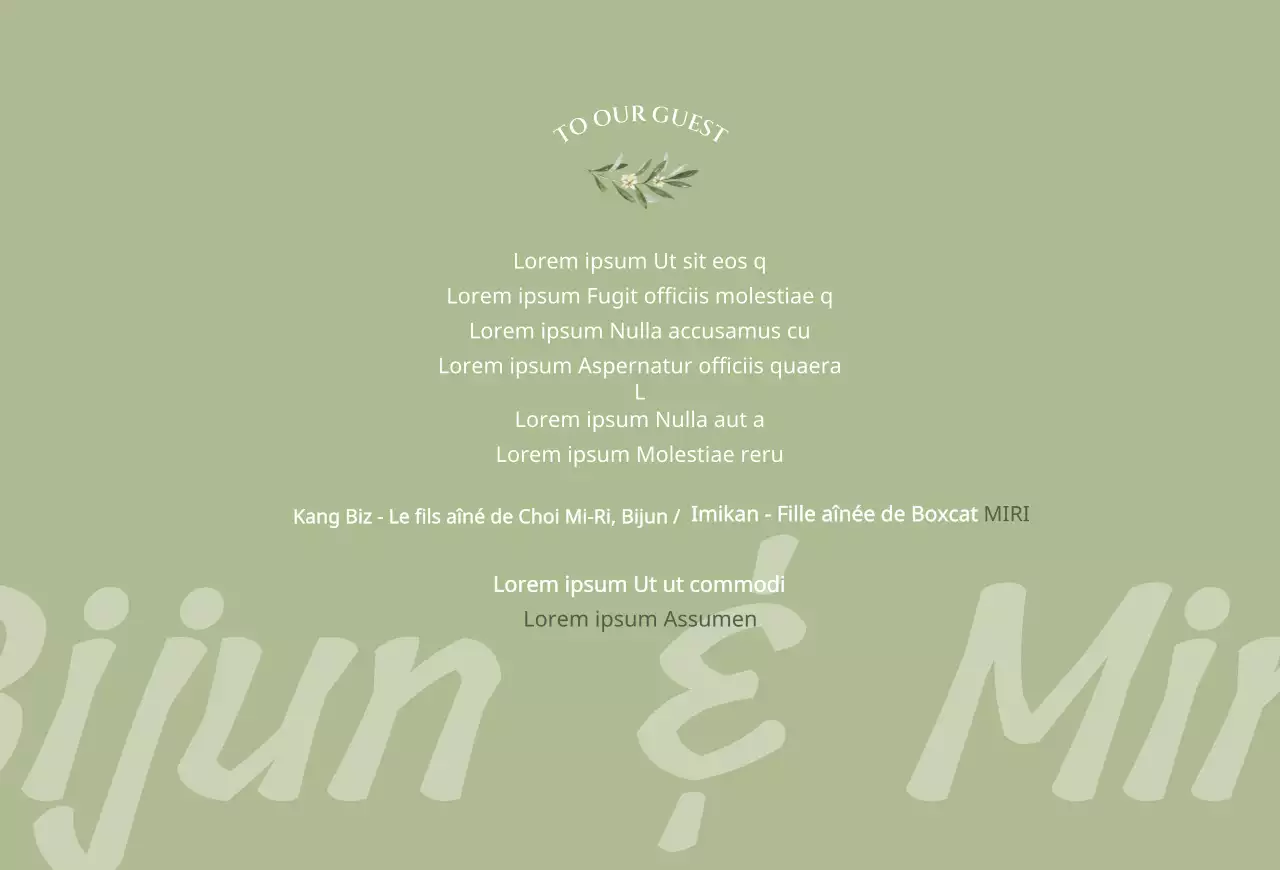 Invitation de mariage en noir et blanc avec des accents verts