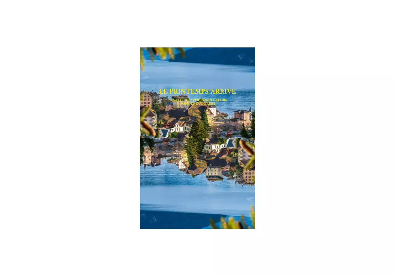 Portrait émotionnel et frais d'un lac et d'un village dans un style photographique vert et jaune marchandise personnalisée