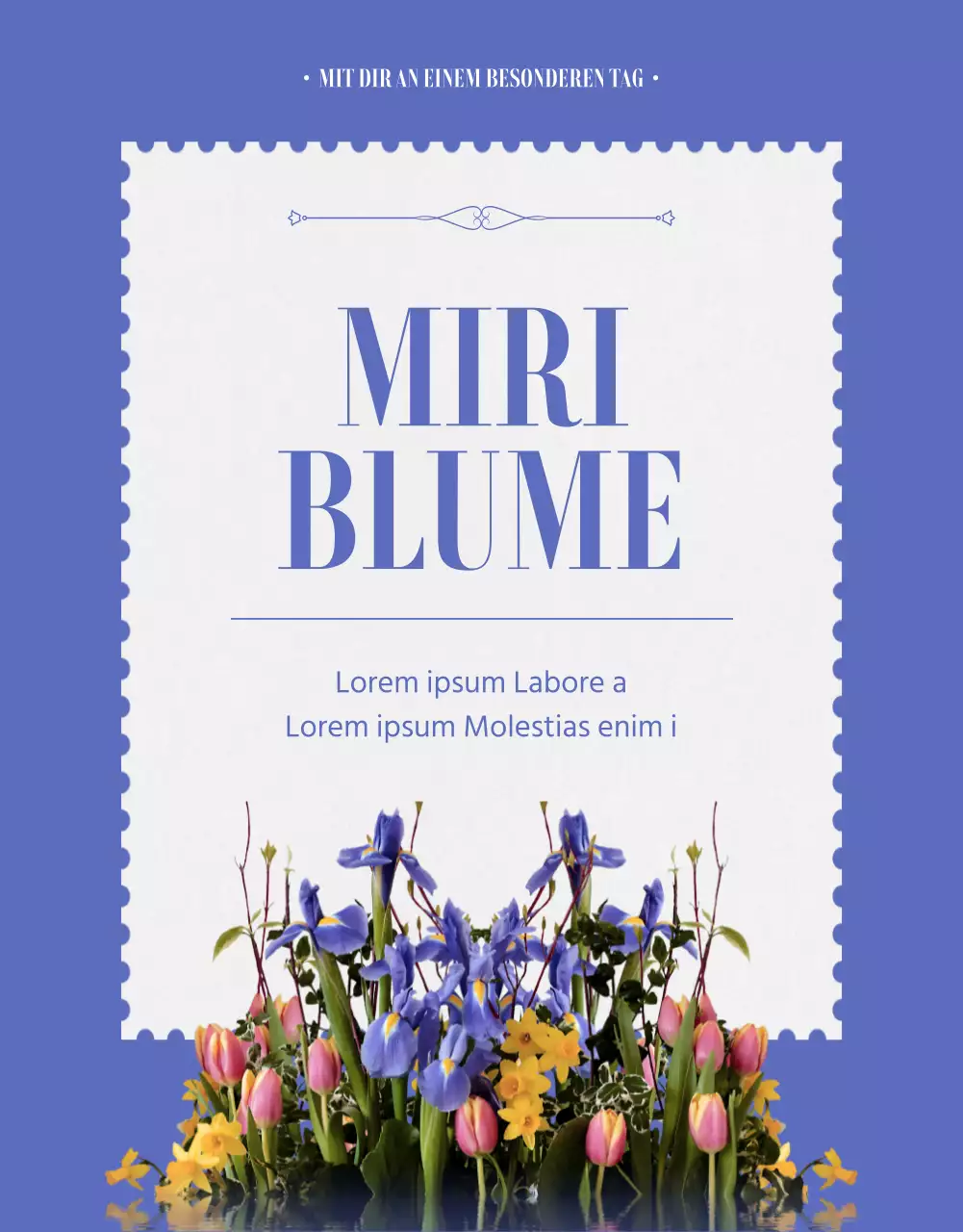 Lila Blumenlieferung Einladungsmotiv