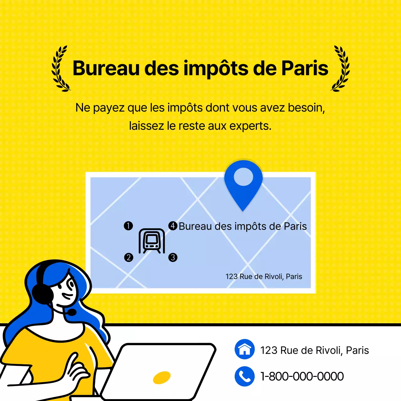 Fourniture d'informations exemplaires sur les contribuables avec un thème de calculatrice jaune (Card News)