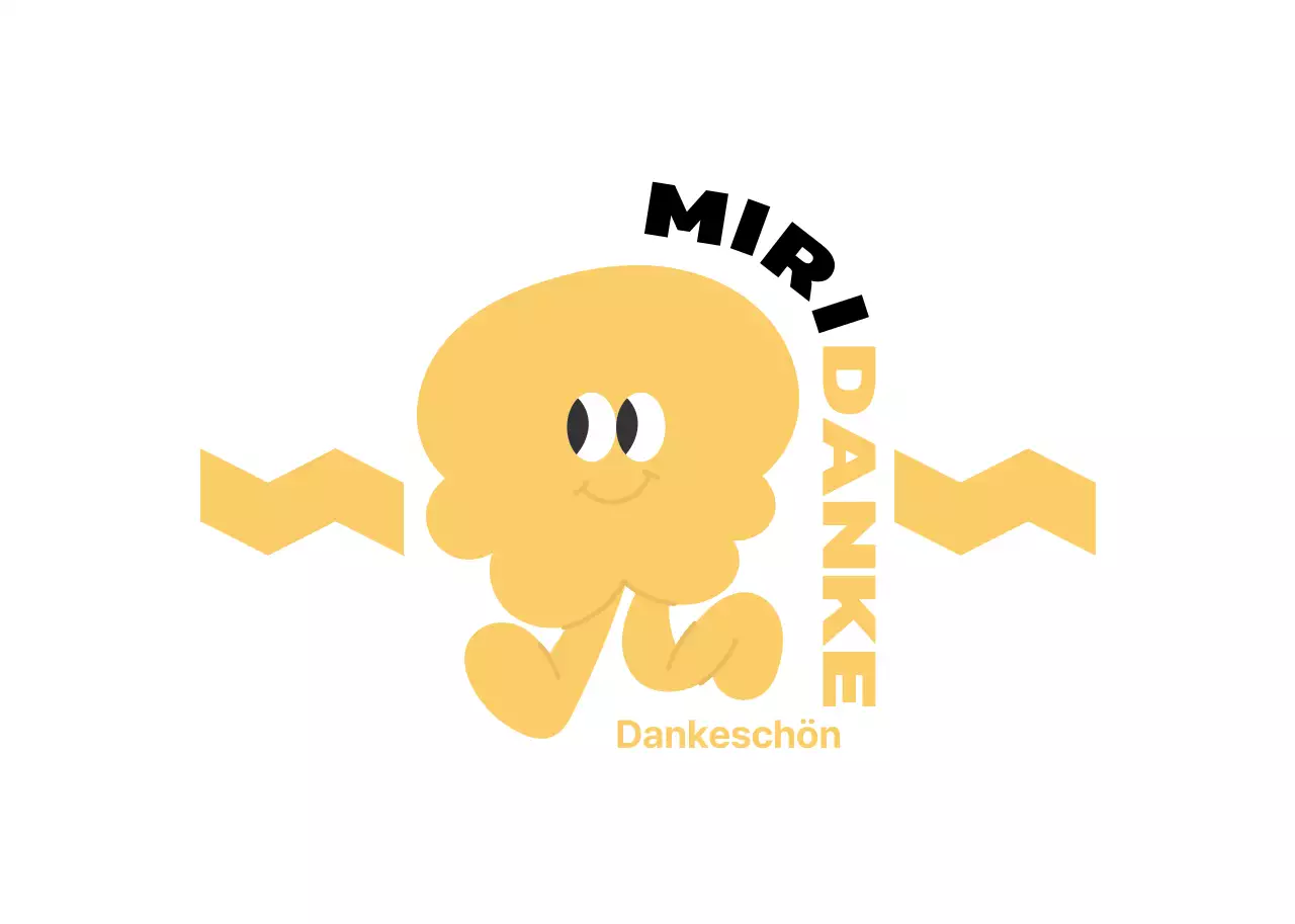 Aufkleber mit niedlichen, illustrierten Figuren in Gelb und Rosa als Anerkennung für den Kunden