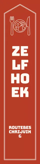 Eenvoudige, emotionele pijl-lay-outstijl in rood en lichtgeel met aanwijzingen naar de zelfhoek