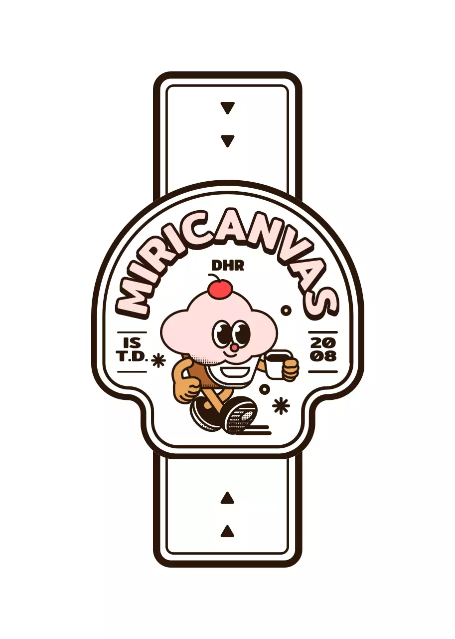 Leuke roze en bruine ronde cupcake karakter logo stijl voor een cafe