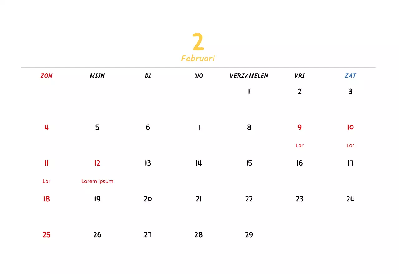 Nieuwjaarskalender met schattige illustraties