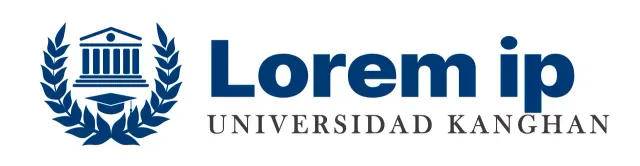 Logotipo de la universidad con el símbolo de la educación en azul marino