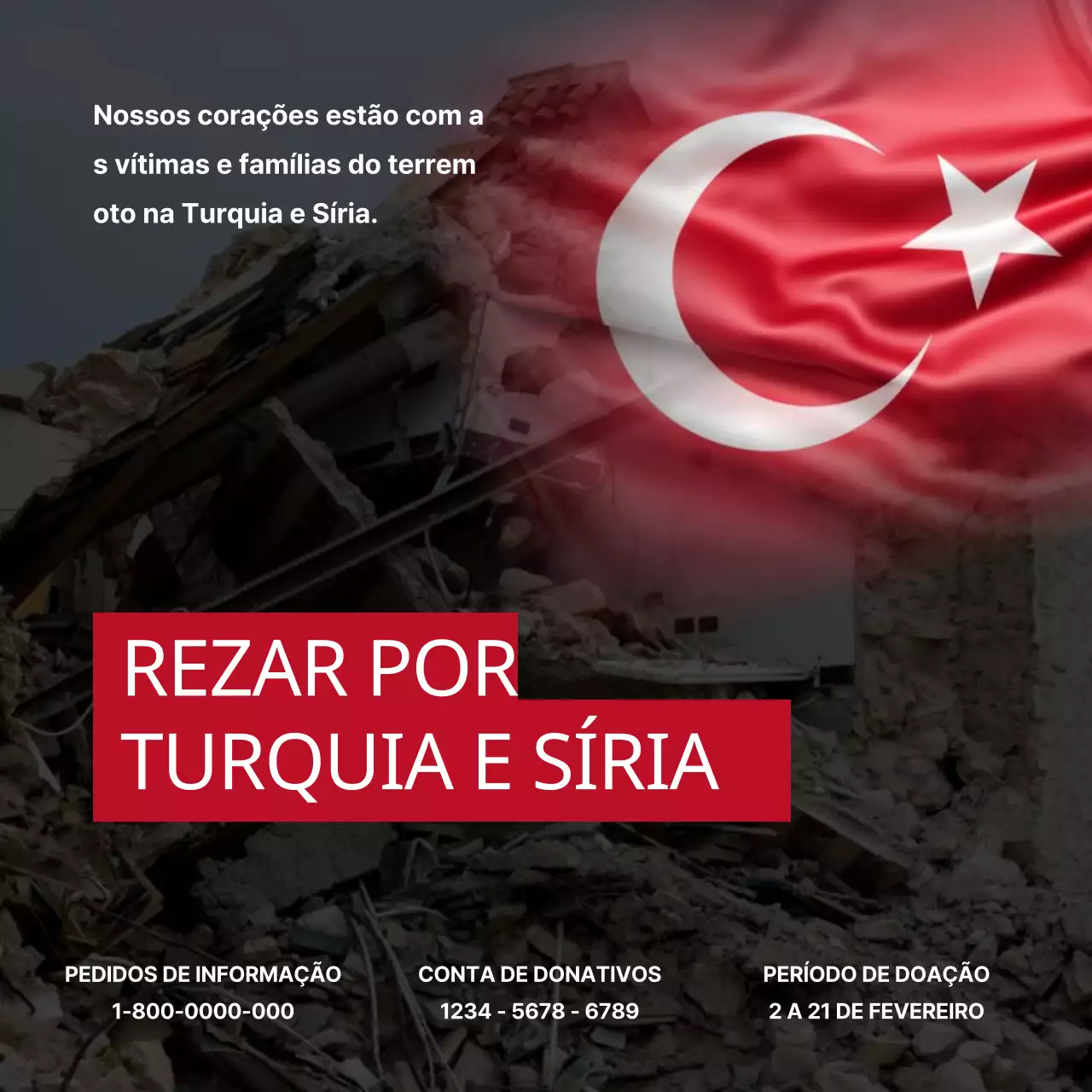 Guia de doação para o terramoto preto e vermelho