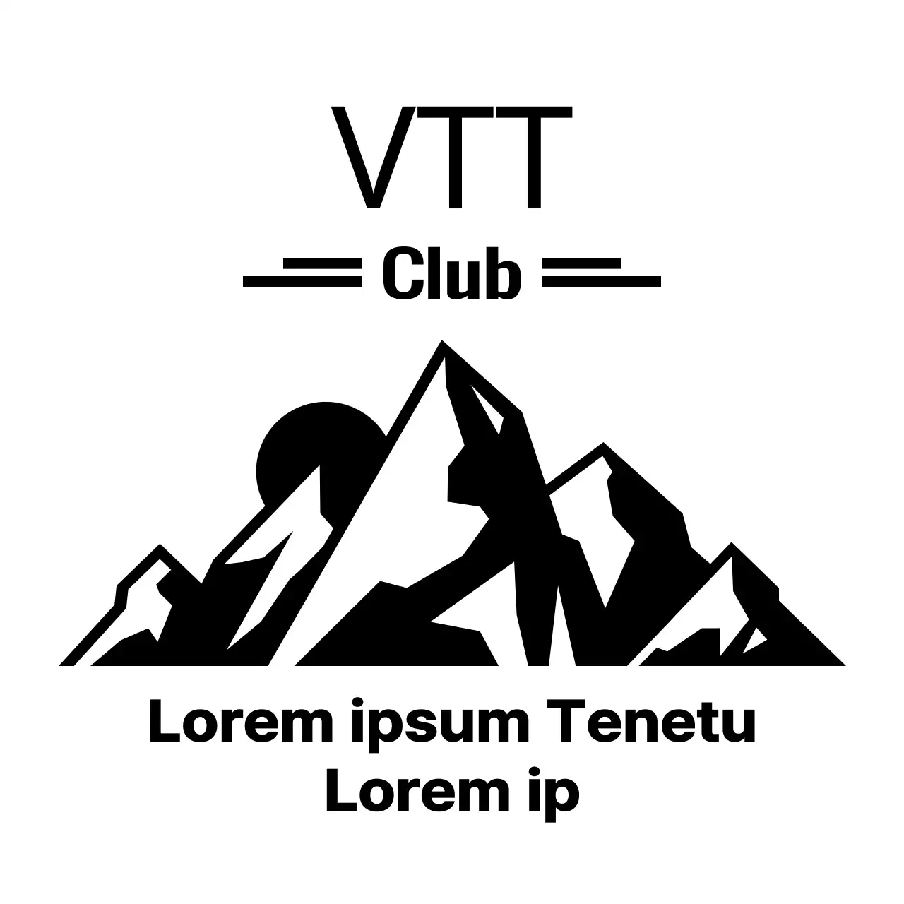 Concept de club de vélo de montagne avec une illustration simple de montagnes et de vélos en noir