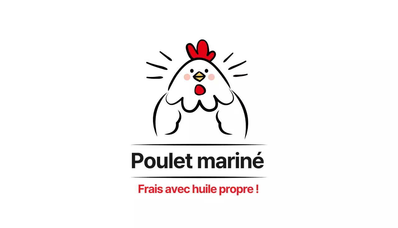 Carte de visite rouge, noire et illustrée d'un poulet