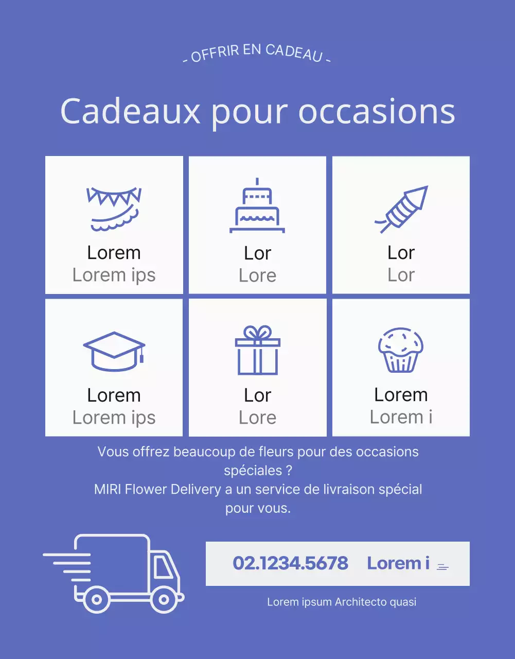 Thème de l'invitation à la livraison de fleurs violettes