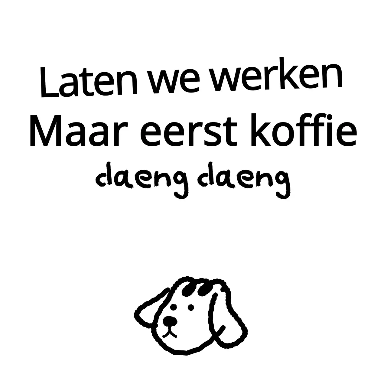 Tekst merchandise met een schattige zwarte puppy-illustratie