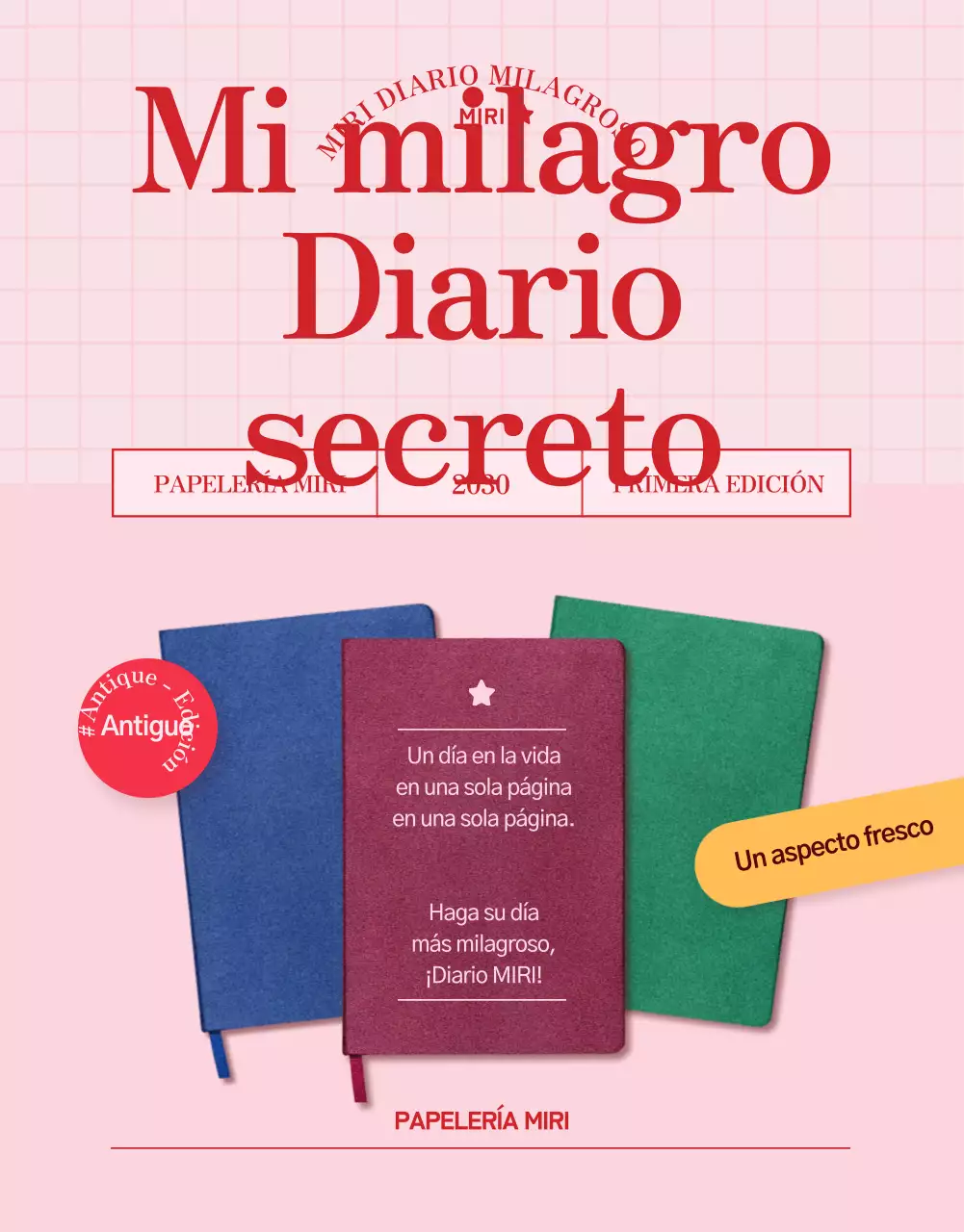 Presentamos una bonita agenda vintage con un toque de nácar rosa