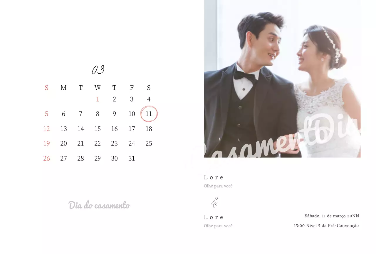Convites de casamento com um esquema fotográfico simples