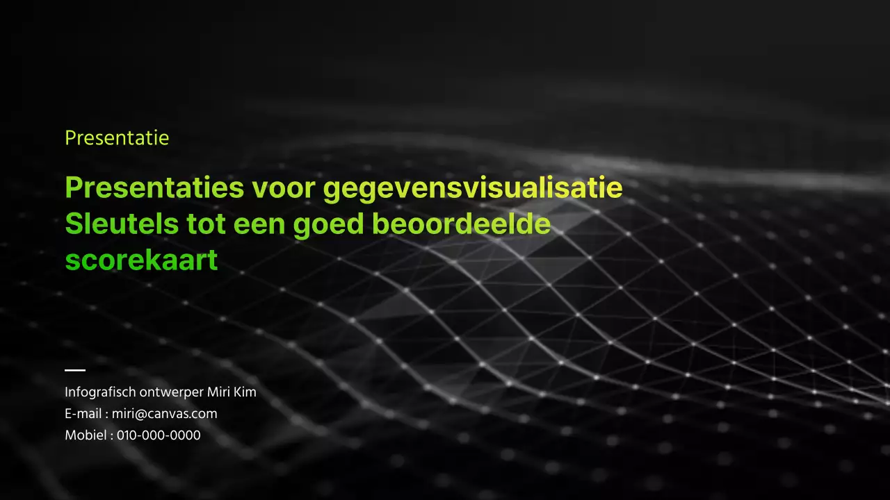 Infografische bedrijfspresentatie met zwart en chartreuse kleurverloop