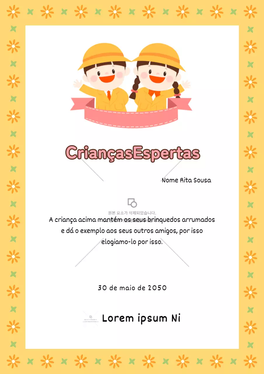 Posto de registo de crianças amarelo e branco