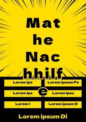 Einfache Nachhilfewerbung mit gelben und schwarzen Formen und Akzenten