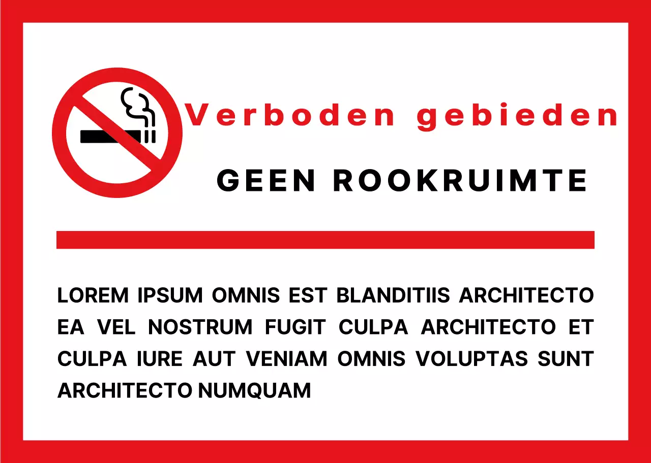 Rood en zwart eenvoudige basistekst uitlijning lay-outstijl Geen rookinformatie